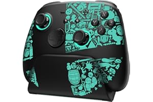 PALPOW Switch 2 Pro Controller mit Ladestation, Hall-Effekt Controller Wireless Kompatibel mit Switch 2/OLED, Bluetooth Gamepad mit 7 LED-Farben/Turbo/App-Verknüpfung - Schwarz