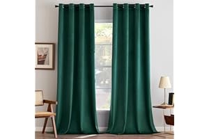 MIULEE Tende Velluto Verde Petrolio per Interni Tenda Moderne, Eleganti Tenda per Camera da Letto Salotto e Soggiorno, 2 Pezzi Tende Oscuranti Termiche per Interni Velluto Occhielli L 140 x A 260 CM