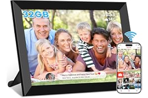 DELGEO Digital Photo Frame 10.1inch,Digital Frame Wifi with Built in SD card,Digital Picture Frame 1280x800 IPS LCD Touch Screen,Auto-Rotat,Share Photos and Videos Online via FRAMEO App,Black,32GB