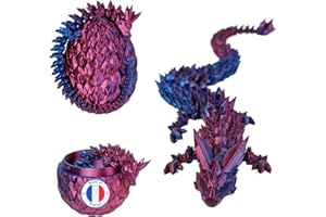 KOALA STUDIO Articulated Dragon & 3D-Printed Dragon Egg - Fantasy Universe Decoration / Fidget Toy - Unique Gift Idea, Home Décor for Kids' Room, Living Room (Glossy Purple)