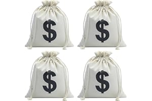GUTERTOP 4 Stück Geldsack Geschenk, Geldsack Mit Dollarzeichen, Münzbeutel, Canvas-Geldbeutel, Wiederverwendbare Geschenktüten