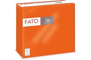 Fato - Jednorazowe serwetki papierowe, miękkość i puszystość, opakowanie 40 serwetek, rozmiar 38 x 38 złożone w 4 i 2 warstwach, kolor pomarańczowy, 100% czysty papier celulozowy, certyfikat FSC