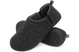 Snug Leaves Herren Fuzzy Kunstwolle Memory Foam Hausschuhe Anti-Rutsch warm Kunst-Sherpa Hausschuhe mit Doppelseitigen elastischen Einsätzen