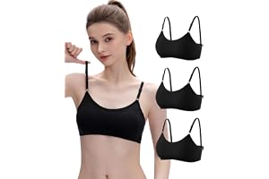 INNERSY Sport bustier flicka bomull bh utan bygel underkläder med fast vadderad 10–18 år 3-pack