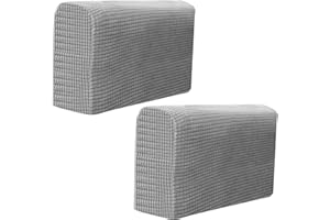 Anwangda Juego de fundas de reposabrazos gruesas, suaves, protectores antideslizantes para muebles, 2 unidades por paquete, funda protectora de reposabrazos para silla, sofá, sofá (gris claro)