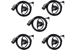 UAYESOK Auricolare a forma di D a 1 pin da 2,5 mm con gancio per l'orecchio per walkie talkie con microfono PTT per Motorola Talkabout tlkr T92 H20 PMR446 T42 XT180 T82 Extreme T62 T61 Cobra polizia