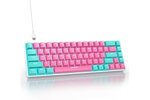 SOLIDEE 65% Teclado mecánico para Juegos,68 Teclas con interruptores Rojos lineales,Luz Azul Hielo,Teclado mecánico con Cable con retroiluminación LED,ergonómico para PS5/PS4/Xbox(68 Miami)