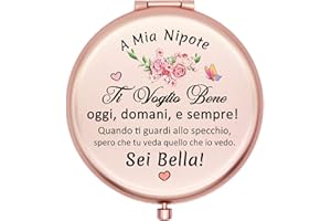 FCZIVA Nipote Specchio Compatto Compleanno Regalo di Natale Viaggio Portatile Pieghevole Citazione Incisione Compatti Trucco Tascabile Personalizzato Donne Ricordo di Laurea Ispiratore Colore Oro Rosa