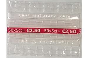 GENÉRICA Blíster de Monedas. Portamonedas. Packs de 500 Unidades (5 paquetes de 100 unidades) (ROJO, 0,05 céntimos (2,5€))