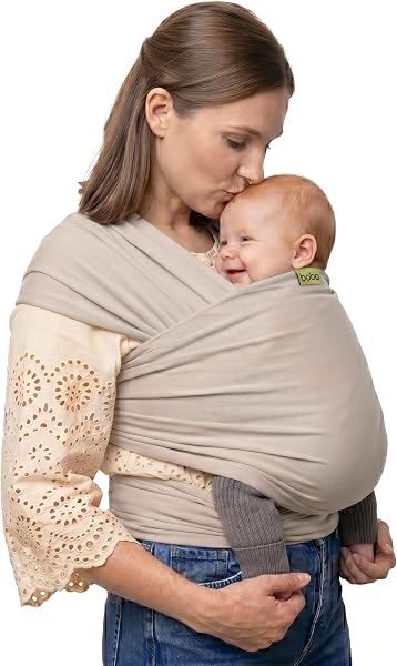 Boba Baby Wrap Carrier – Original Baby Sling Carrier for Newborns (7–35 lbs), Soft, Secure, Hands-Free & Ergonomic, Ideal for Comfortable Bonding, New Parents (Beige) - 1