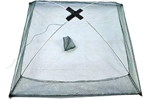 GIMOCOOL Filet de Pêche Pliant 60x60CM - Piège à Crabe, Cage de Rechange pour Carrelet, Bourriche pour Poisson, Crevette, Homard - Outil de Pêche en Plein Air