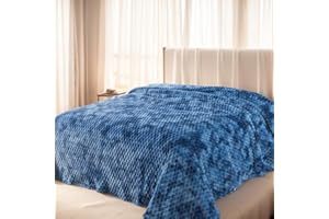 HOZY Coperta Plaid Pile, Coperta Matrimoniale 230 x 270 cm Flanella, Coperta Divano Super Grande Caldo Morbida - Blu Pietra