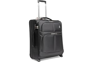 Aerolite 56x45x25cm British Airways Jet2 & Easyjet Upgrade Maximum Allowance Large Lightweight 2 Wheel Carry On Hand Cabin Luggage Bag Suitcase 56x45x25 with TSA Approved Lock Black