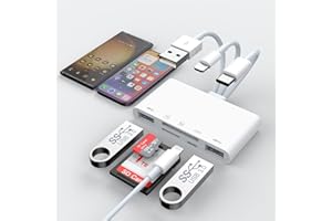 ROCKETEK Lettore di schede SD TF 5 in 1 per iPhone/iPad/Android/Mac Book/Computer/Tablet/Camera, adattatore USB OTG USB C e USB A con slot per schede Micro SD e SD, supporta SD/Micro SD/SDHC/SDXC/MMC