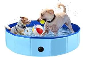 Fulhdedi Klappbarer Hundepool 100x30cm - Tragbare PVC Badewanne für Große Hunde, Blaues Schwimmbecken mit Rutschfestem Boden