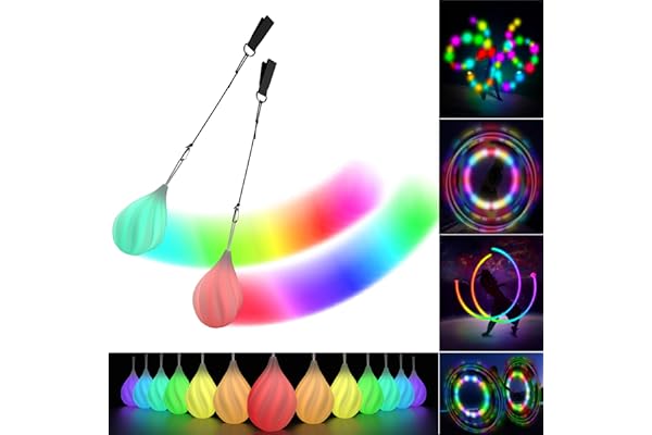 Lot de 2 LED Poi Lumineux - Bolas Lumineuse pour Jonglerie et Cirque | 1 Paire de Bolasse Lumineuse Accessoire de Jonglerie | Kit Multicolore pour Débutants et Professionnels | Pour Enfants & Adultes