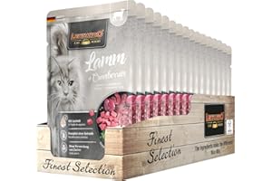 Leonardo Bolsas [16x85g Cordero + Arándanos] | Alimento húmedo sin Cereales para gatos | Alimento Completo en prácticas raciones Individuales