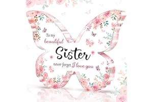 CHERIGIFT Sister Gifts, Sister Day Christmas Gifts, Gifts for Sister, Gifts for Women Christmas Present, Beautiful Butterfly-shaped Acrylic Keepsake, Big Little Sister Gifts from Sister Brother, BBF Gifts