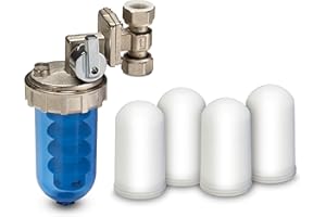 WK - Dosatore Ruotabile di Polifosfato per Caldaia, Utile per Filtrazione Acqua,con Incluse 4 Cartucce, Funge da Anticalcare e Anticorrosione per Tutti gli Impianti
