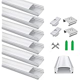 Jirvyuk Led Aluminum Profile, 6 Pack 1m/3.3ft U-Shape Led Channel and ...