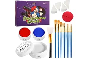 DE'LANCI Clown Halloween Set trucco rosso bianco blu 7.05 oz/200 g, Halloween Clown Sschminke Horror, Stati Uniti, pittura viso con bandiera britannica