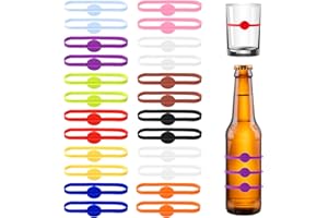 PSYQTSUARY 24 sztuk znaczników do szkła, wielokrotnego użytku, markowanie szklanych kubków, znaczniki do szkła z silikonu, znaczniki do wina, znaczniki do wina, silikonowe znaczniki do szkła, wielokrotnego