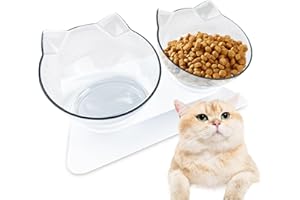 Lectorias miska dla kota ze stojakiem, odchylone o 15°, przezroczysta miska do zwierząt domowych dla kotów lub psów