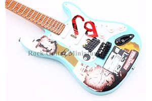 ROCK GUITAR MINIATURES RGM183 Billie Joe Armstrong GREEN DAY 10 Inch Miniature Guitar Including leather guitar strap