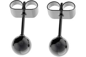 VAULT 101 LIMITED Unisex Stainless Steel PLAIN STEEL BALL EAR STUDS, Upper Ear, Earrings available in 3-10mm - BLACK