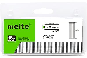 meite 18 Gauge Brad Nails, 32 mm Type 18G Brad Nails Galvanized Small Finishing Nail Gun Nails for Pneumatic, Electric Brad Nailer Gun (1,000 Counts)