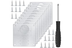 XIANGJUNLY 10 Pcs Stainless Steel Cabinet Hinge Repair Plate Kit with 80 Screws & Screwdriver - All-in-One Fix for Loose Kitchen Cupboard Doors