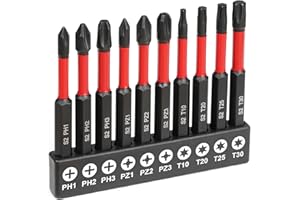 Flintronic Zestaw wkrętaków Torx, magnetyczne końcówki udarowe, stal S2 Phillips, Pozidriv, zabezpieczenie przed manipulacją, bit Torx do wkrętarki udarowej PH1 PH2 PH3 PZ1 PZ2 PZ3 T10 T20 T25 T30