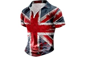 NNGOTD Mens Union Jack T Shirt UK British Flag Polo Shirts 2024 King Charles Coronation Golf Shirts Short Sleeve United Kingdom Men T-Shirts Tops London Embroidery Golf Tennis Cotton T-Shirt Tees