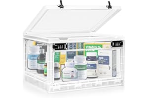 CHEFEGGUKK Large Medicine Lock Box with Dual 3-Digit Combination Locks, 24.8L Lockable Storage Box for Medication, Snacks, Phone, and Electronics - BPA-Free Organizer Bin for Home, Office, Fridge, and Safety