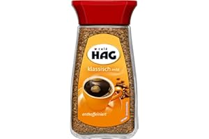 ‎JACOBS Café HAG Klassisch Mild löslicher entkoffeinierter Bohnenkaffee, Instant Kaffee, 100 g im Glas, für 56 Getränke