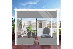 SDLLG Bâche de tonnelle transparente, avec œillets, PVC, coupe-vent, 0,5 mm, imperméable, rideau de séparation pour extérieur, garage, terrasses, jardin, balcon, 2 x 4 m (H x L), gris, avec 1
