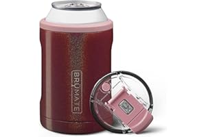 BrüMate Hopsulator DUO 2-in-1 Can Cooler Insulated for 12oz Cans + 100% Leak Proof Tumbler with Lid | Can Coozie Insulated for Hard Seltzer, Beer, Soda and Energy Drinks (Glitter Merlot)