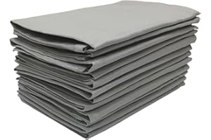 Penguin Home Set of 12 Reusable Cloth Napkins 45 x 45 cm (17"X17") 100% Cotton, Solid Dyed Twill Weave, Soft and Durable, Perfect for Hotels, Restaurants & Events - Dark Melange,Machine Washable