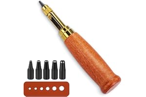 ENCHOL Adjustable Japanese Screw Hole Punch, Leather Screw Punch, Craft Punches Automatic Belts Punch with 5 Punches, Used for DIY Craft Sewing