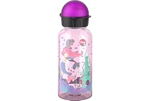 Emsa N30516 Kids Tritan Trinkflasche | Fassungsvermögen: 0,4 Liter | 100% sicher/praktisch/hygienisch/dicht/unbedenklich | cleverer Trinkverschluss | robust | Design: Mermaids