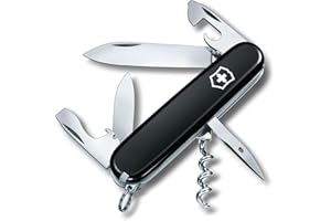 Victorinox Spartan Couteau de Poche Suisse, Léger, Multitool, 12 Fonctions, Lame, Ouvre Boite, Tire Bouchon, Noir