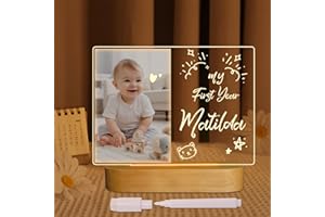 ‎COOPARK CooPark LED Notiztafel Nachtlicht, Personalisierte Bilderrahmen Lampe aus Acryl mit Löschbarer Stift, DIY Schreiben Abwischbare Nachrichtentafel Schlafzimmer Büro Dekor, Kindertag Geschenk für Kinder