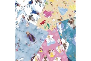 UNISHOP Set de 5 Rollos de Papel de Regalo, 70x200cm/ Unidad, Papel para Envolver de Navidad, Infantil, Dibujos (Princesas)