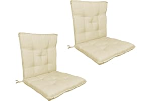 IlGruppone Set Cuscini Sedia Con Schienale Imbottiti Con Laccetti Banda Elastica Per Fissaggio Prodotto Italiano Sedie Poltrone Sdraio Reclinabili Cucina Giardino 40 x 80 Cm - Panna - 2 Pezzi