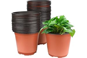 KINGLAKE 100 Pièces 15CM Pots de Fleurs,Pot pour Semis Exterieur,Pot Plastique Plante,Pot de Repiquage,Godets Semis pour Interieur-Rouge-Marron