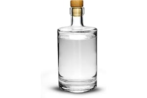 BAR@DRINKSTUFF Galileo Flint Glass Bottle with Cork 17.6oz / 500ml - Set of 4 - Glass Bottle for Home Made Sloe Gin
