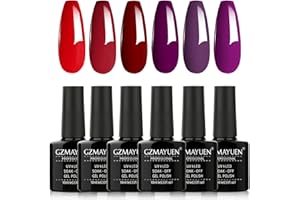 GZMAYUEN Esmalte Rojo Semipermanente Gel Nail Polish 10ML Gel Uñas Semipermanente Púrpura Esmalte UV 6 Color Laca Uñas Gel Semipermanente