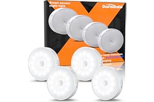 daphomeu Motion Sensor Lights Indoor,4 Pack Wireless USB Rechargeable Cupboard Lights,Stick on Wall Night Light,Battery Operated for Stair Wardrobe Corridors Closet Under Cabinet Kitchen Puck Lights