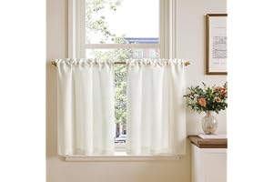 TOPICK Skivgardin bistrogardin set om 2 linneutseende H 75 x 65