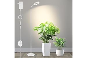SENCHIKER Luz de cultivo para plantas de interior 24V, LED LUMILEDS full spectrum 660nm, lámpara de 16 cm con temporizador y dimmer, altura ajustable 35–150 cm, base de 20 cm, 15W, 260 μmol/s/m²@15 cm